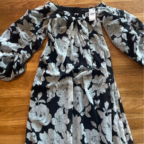 Mango Black & White Floral Off-Shoulder Dress - Picture 4 of 6